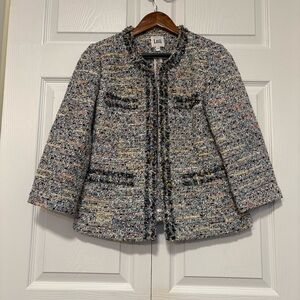 Luii Women’s M Boucle Tweed Fringe Jacket Dsigner Inspired Y2K Quiet Luxury Chic